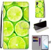Voor Samsung Galaxy Note10 + Gekleurde Tekening Cross Textuur Horizontale Flip PU Lederen Case met Houder & Kaartsleuven & Portemonnee & Lanyard (Lime)