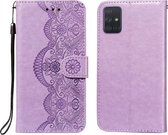 Voor Samsung Galaxy A71 4G Flower Vine Embossing Pattern Horizontale Flip Leather Case met Card Slot & Holder & Wallet & Lanyard (Purple)