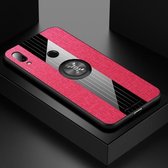 Voor Xiaomi Redmi 7 XINLI Stiksels Doek Textuur Schokbestendig TPU Beschermhoes met Ringhouder (Rood)