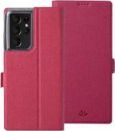 Voor Samsung Galaxy S21 Ultra 5G ViLi K-serie schokbestendig TPU + PU lederen magnetische gesp horizontale flip case met kaartsleuven & portemonnee & houder (rose rood)