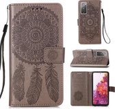 Voor Samsung Galaxy S20 FE 5G Dream Catcher Afdrukken Horizontale Flip Leren Case met Houder & Kaartsleuven & Portemonnee & Lanyard (Grijs)