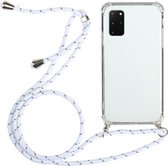 Voor Samsung Galaxy S20 + Four-Corner Anti-Fall transparante TPU beschermhoes met lanyard (wit)