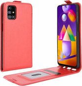 Voor Samsung Galaxy M31s R64 Texture enkele verticale flip lederen beschermhoes met kaartsleuven en fotolijst (rood)