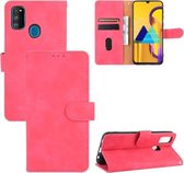 Voor Samsung Galaxy M30s / M21 Effen Kleur Huidgevoel Magnetische Gesp Horizontale Flip Kalf Textuur PU Lederen Case met Houder & Kaartsleuven & Portemonnee (Rose Rood)