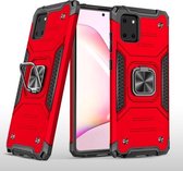 Voor Samsung Galaxy Note10 Lite / A81 Magnetisch pantser Schokbestendig TPU + pc-hoesje met metalen ringhouder (rood)