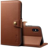 Voor iPhone X / XS Denior V2 luxe auto koeienhuid horizontale flip lederen tas met portemonnee (bruin)