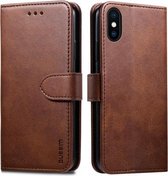 Voor iPhone X / XS GUSSIM magnetische horizontale flip lederen tas met houder & kaartsleuven & & portemonnee (bruin)