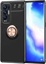 Voor OPPO Reno5 Pro + metalen ringhouder 360 graden roterende TPU-hoes (zwart + roségoud)