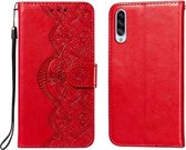 Voor Samsung Galaxy A90 5G Flower Vine Embossing Pattern Horizontale Flip Leather Case met Card Slot & Holder & Wallet & Lanyard (Red)