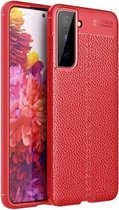 Voor Samsung Galaxy S21 5G Litchi Texture TPU schokbestendig hoesje (rood)