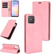 Voor Huawei nova 8 SE Retro-skin Business magnetische zuignap lederen tas met houder & kaartsleuven & portemonnee (roze)