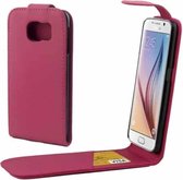 Voor Galaxy S6 / G920 kleurrijke verticale flip magnetische knop lederen tas (magenta)