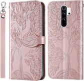 Voor Xiaomi Poco M2 Life of Tree Embossing Pattern Horizontale Flip Leather Case met houder & kaartsleuf & portemonnee & fotolijst & Lanyard (Rose Gold)