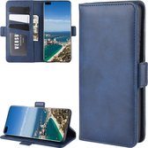 Voor Huawei P40 Pro + Dual-side magnetische gesp horizontale flip lederen tas met houder & kaartsleuven & portemonnee (donkerblauw)
