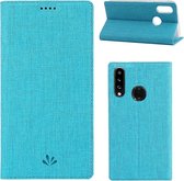 Voor Galaxy A20s ViLi schokbestendige TPU + PU horizontale flip-beschermhoes met kaartsleuf en houder (blauw)