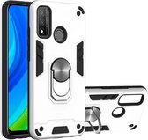 Voor Huawei P Smart (2020) 2 in 1 Armor Series PC + TPU beschermhoes met ringhouder (zilver)