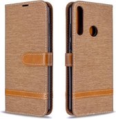 Voor Huawei Y6P Kleuraanpassing Denim Textuur Horizontale Flip Leren Case met Houder & Kaartsleuven & Portemonnee & Lanyard (Bruin)