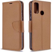 Voor Huawei P Smart (2020) Litchi Textuur Pure Kleur Horizontale Flip PU Leren Case met Houder & Kaartsleuven & Portemonnee & Lanyard (Bruin)