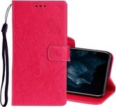 Voor Huawei Y7P / P40 lite E Pressed Printing Butterfly Pattern Horizontale Flip Leather Case met houder & kaartsleuven (rood)