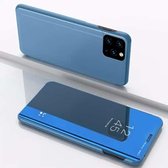 Voor Huawei Y5P / Honor 9S vergulde spiegel horizontale flip lederen tas met houder (blauw)
