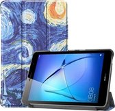 Voor Huawei MatePad T8 Gekleurd tekeningpatroon Horizontaal lederen flip-hoesje met drievoudige houder (sterrenhemel)