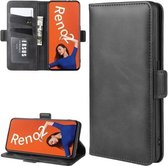 Voor OPPO Reno2 dubbelzijdige magnetische gesp horizontale flip lederen tas met houder & kaartsleuven en portemonnee (zwart)