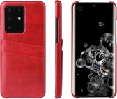 Voor Galaxy S20 Ultra Fierre Shann Retro Oil Wax Texture PU lederen tas met kaartsleuven (rood)