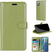 Voor Samsung Galaxy Note20 Pure Color Horizontale Flip PU lederen tas met houder & kaartsleuven & portemonnee & fotolijst (groen)