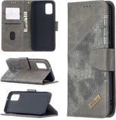 Voor Samsung Galaxy A02s (EU-versie) Bijpassende kleur Krokodiltextuur Horizontale flip PU lederen tas met portemonnee & houder & kaartsleuven (grijs)