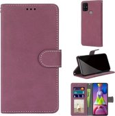 Voor Samsung Galaxy M51 Retro Frosted Horizontale Flip PU lederen tas met houder & kaartsleuven & portemonnee & fotolijst (Rose Red)