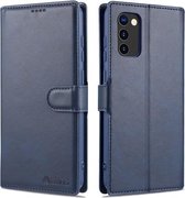 Voor Samsung Galaxy A02s (EU-versie) AZNS Kalfsstructuur Horizontale flip lederen tas met houder & kaartsleuven & portemonnee & fotolijst (blauw)