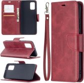 Voor Samsung Galaxy A02s (EU-versie) Retro Lambskin Texture Pure Color Horizontale Flip PU lederen tas met houder & kaartsleuven & portemonnee & lanyard (rood)