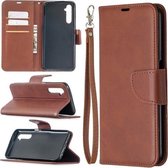 Voor OPPO Realme 6 Retro Lambskin Texture Pure Color Horizontale Flip PU Leather Case, met houder & kaartsleuven & portemonnee & lanyard (bruin)
