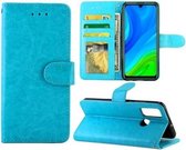 Voor Huawei P Smart (2020) Crazy Horse Texture Lederen Horizontale Flip Beschermhoes met Houder & Kaartsleuven & Portemonnee & Fotolijst (babyblauw)