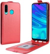 Voor Huawei P30 lite R64 Textuur Enkele Verticale Flip lederen beschermhoes met kaartsleuven en fotolijst (rood)