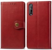 Voor Huawei Y8P / Enjoy 10S Retro effen kleur lederen gesp telefoonhoes met lanyard & fotolijst & kaartsleuf & portemonnee & standaardfunctie (rood)