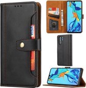 Voor Huawei P30 Pro Kalfs Textuur Dubbele Vouwsluiting Horizontale Flip Leren Case met Fotolijst & Houder & Kaartsleuven & Portemonnee (Zwart)