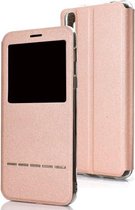 Golden Beach Intelligent Answering brengt elektrisch etalage met beugel links en rechts Flip Cover Leather Case voor Huawei P30 (Rose goud)