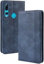 Voor Huawei Y9 Prime 2019 Magnetische Gesp Retro Crazy Horse Textuur Horizontale Flip Leren Case met Houder & Kaartsleuven & Fotolijst (Blauw)