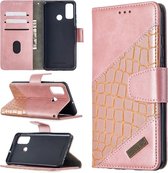 Voor Huawei P smart 2020 Bijpassende Kleur Krokodil Textuur Horizontale Flip PU Lederen Case met Houder & Kaartsleuven & Portemonnee (Rose Goud)