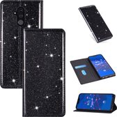Voor Huawei Mate 20 Lite Ultradunne Glitter Magnetische Horizontale Flip Leren Case met Houder & Kaartsleuven (Zwart)