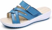 Cross gestreepte mode schattige pantoffels sandalen voor dames (kleur: blauw maat: 38)