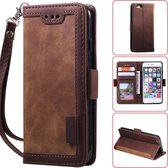 Voor iPhone 6 plus retro splicing horizontale flip lederen tas met kaartsleuven en houder en portemonnee (bruin)