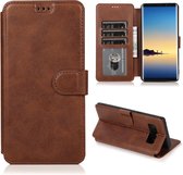 Voor Samsung Galaxy Note 8 Kalf Textuur Magnetische Gesp Horizontale Flip Lederen Case met Houder & Kaartsleuven & Portemonnee & Fotolijst (Koffie)