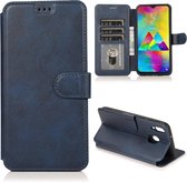 Voor Samsung Galaxy M20 Kalf Textuur Magnetische Gesp Horizontale Flip Leren Case met Houder & Kaartsleuven & Portemonnee & Fotolijst (Blauw)