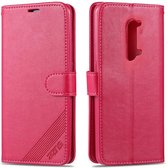 Voor OPPO Reno 3 AZNS schapenvacht textuur horizontale flip lederen case met houder & kaartsleuven & portemonnee (rood)
