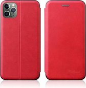 Voor iphone 11 geÃ¯ntegreerde elektriciteit te drukken retro textuur magnetische tpu + pu lederen tas met kaartsleuf en houder (rood)