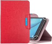 Voor 8 inch tablets universele effen kleur horizontale flip lederen tas met kaartsleuven & houder & portemonnee (rood)