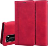 Voor Huawei P40 Pro Frosted Business Magnetische Horizontale Flip PU lederen tas met houder & kaartsleuf & lanyard (rood)