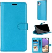 Voor Samsung Galaxy A32 5G Pure Kleur Horizontale Flip PU lederen tas met houder & kaartsleuven & portemonnee & fotolijst (blauw)